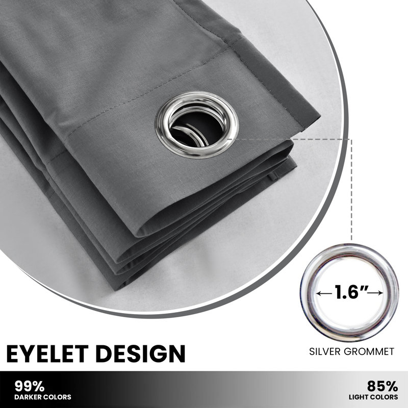 Timiko Blackout Thermal Insulated Curtain Panel, Gray, 42" W x 84" L