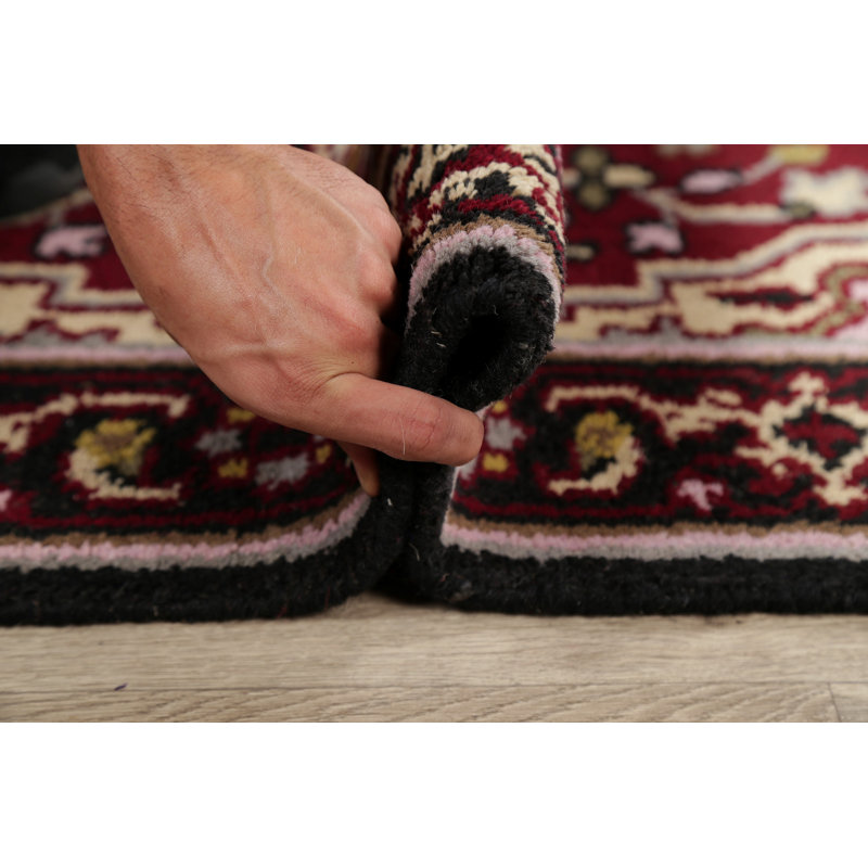 Tapis indien rouge à motif géométrique 3x5