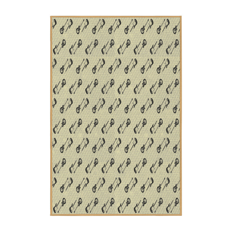 Tapis beige / noir en laine et polyester tissé à la machine Becket, Rectangle 5 pi x 7 pi