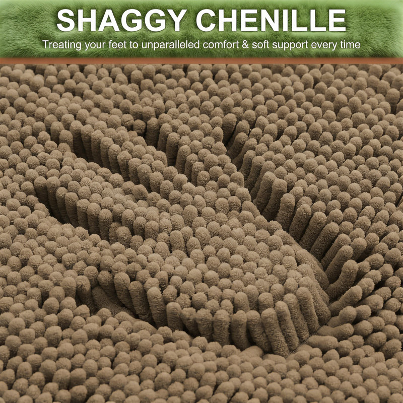 Luxury Chenille Bath Mat, Extra Soft Absorbent Shaggy Non-Slip Bathroom Rug, Camel, 30"X20", Yellow