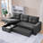 91.7" Solid Wood Frame Storage Reversible Recliner Chair With Foam Cushion, Dual-Purpose Sofa And Sofa Bed, Small Living Room Furniture-268501096