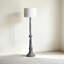 Beige-blanc + lin gris + lampes sur pied de forme libre en bois massif