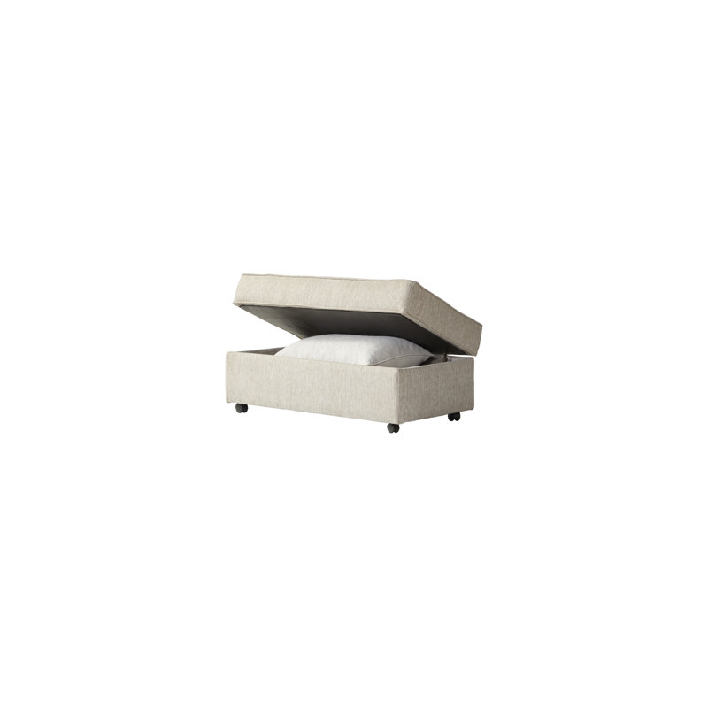 Repose-pieds rectangulaire avec rangement rembourré, Mélange de polyester tweed Tully