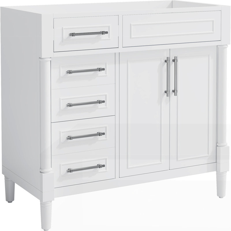 Freestanding Bathroom Storage Cabinet with 2 Drawers and a Tip-out Drawer