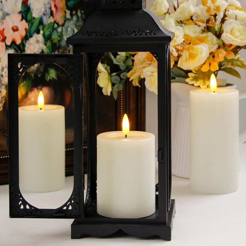 Remote Flameless Flickering Pillar Candles with Candle Grease Effect,Pack of 3 Ivory LED Battery Oprated 2/4/6/8 Hours Timer Real Wax Electric Candles(7.5x10,12.5,15 cm)
