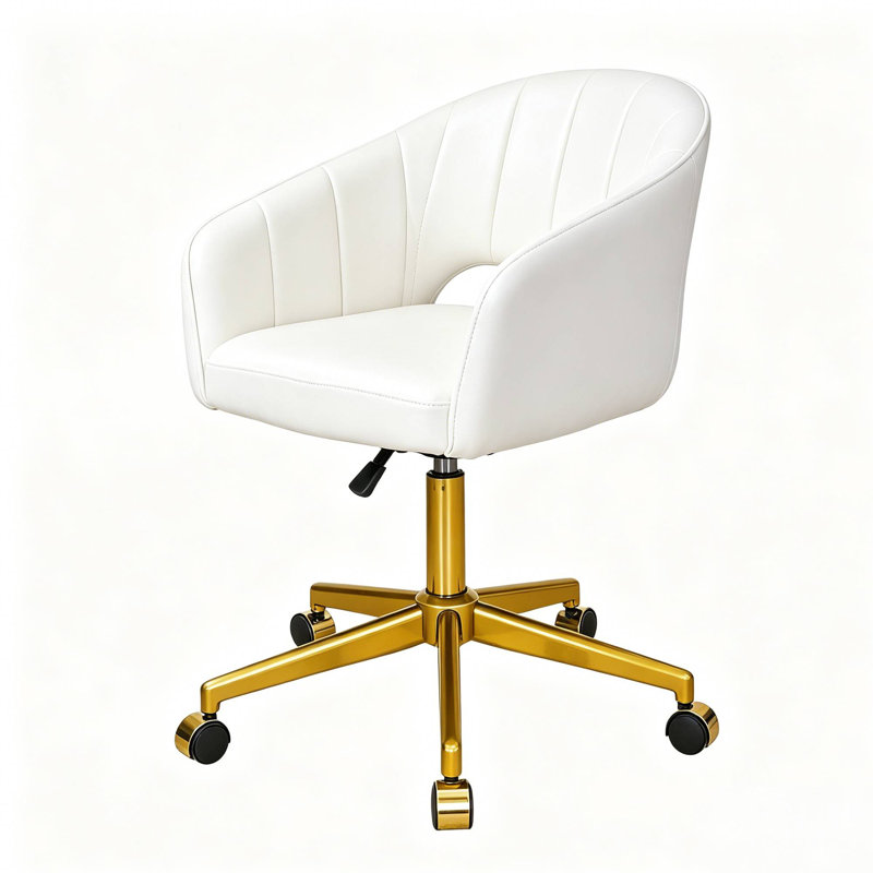White Home Office Chair Swivel Desk Chair For Living Room Vanity Study Computer Room