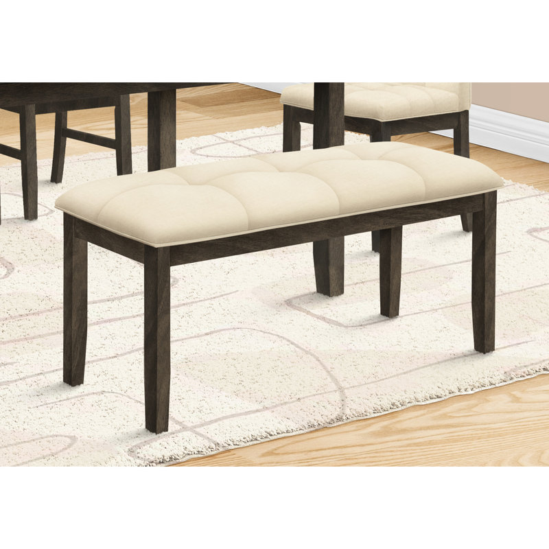 Élégant banc de 44 po avec revêtement crème - bois gris, s'adapte à tous les espaces pour un siège à plusieurs espaces, assemblage rapide et solide