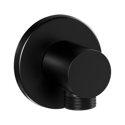 Coude d'alimentation mural, coude d'alimentation mural avec bride à joint torique, entrée femelle conique 1/2 po NPT, raccord mural en laiton massif, alimentation en eau des raccords ronds, finition noir mat, IPS 1/2 po