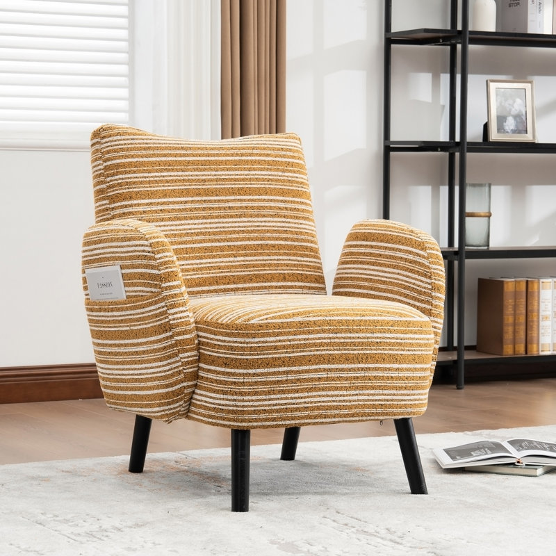 Chaise avec accoudoirs rembourrés 30,3 po, Jaune
