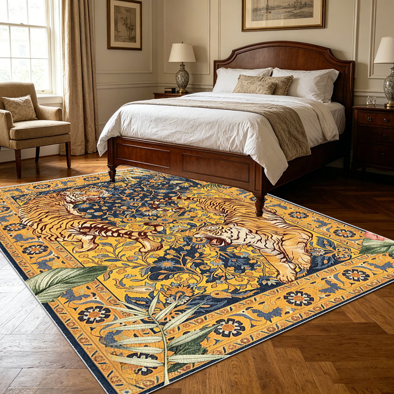1PC Vintage Persian Tropical Tiger Printed area rugs for Living Room, Soft, All seasons, Easy-maintain, Washable Indoor mat, Farmhouse suitable for dining room, bedroom, entryway, patio, home foyer, backyard, Home Decor, Outdoor Decor.