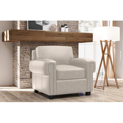  Fauteuil club en cuir fleur 38 po Fardin