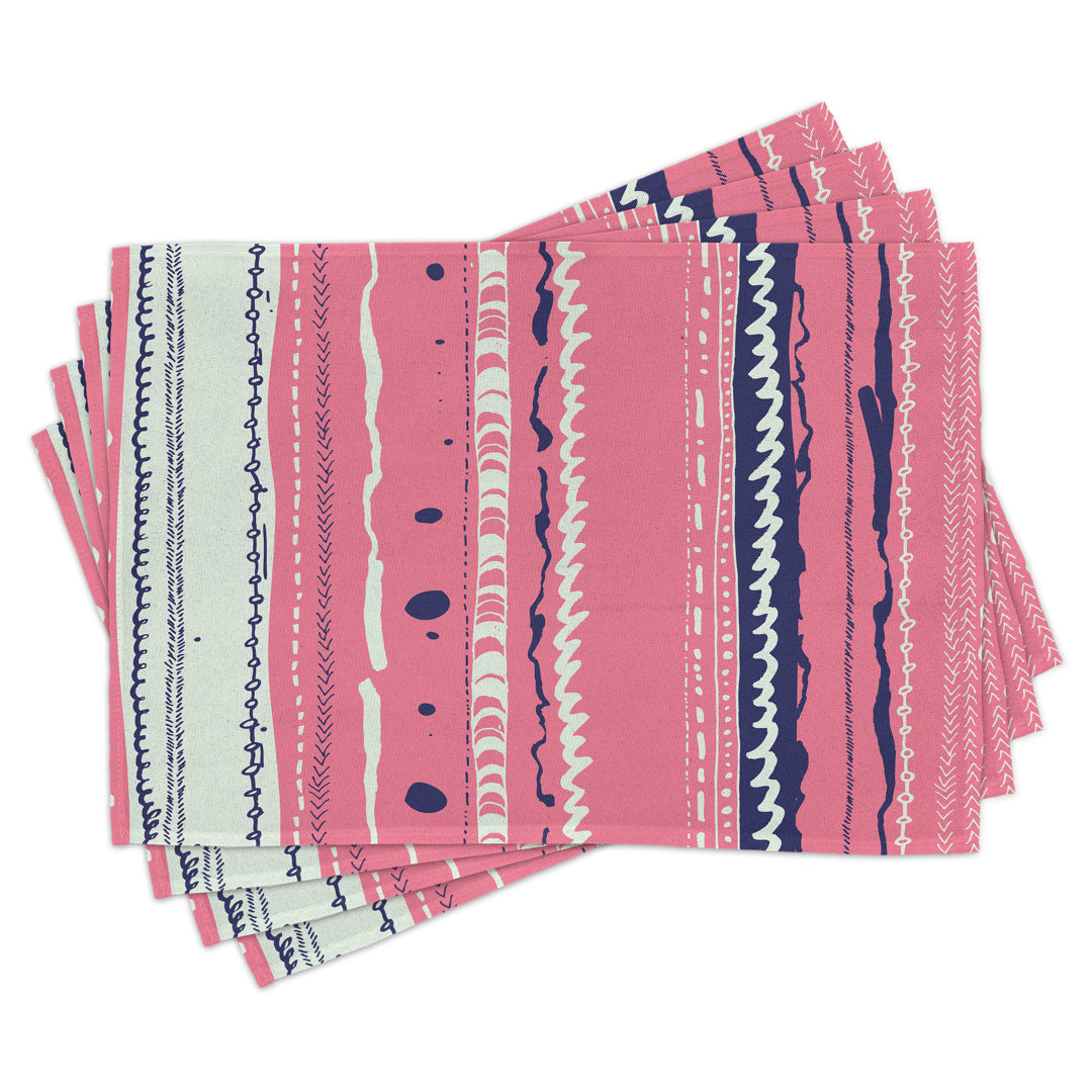 Platzdeckchen 4er Set, Doodle Lines, Coral Indigo Coconut