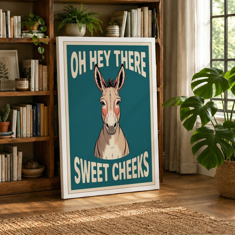 Sweet Cheeks Donkey Retro - Wrapped Canvas, 24x16 - 61.0 x 40.6 cm, White Border