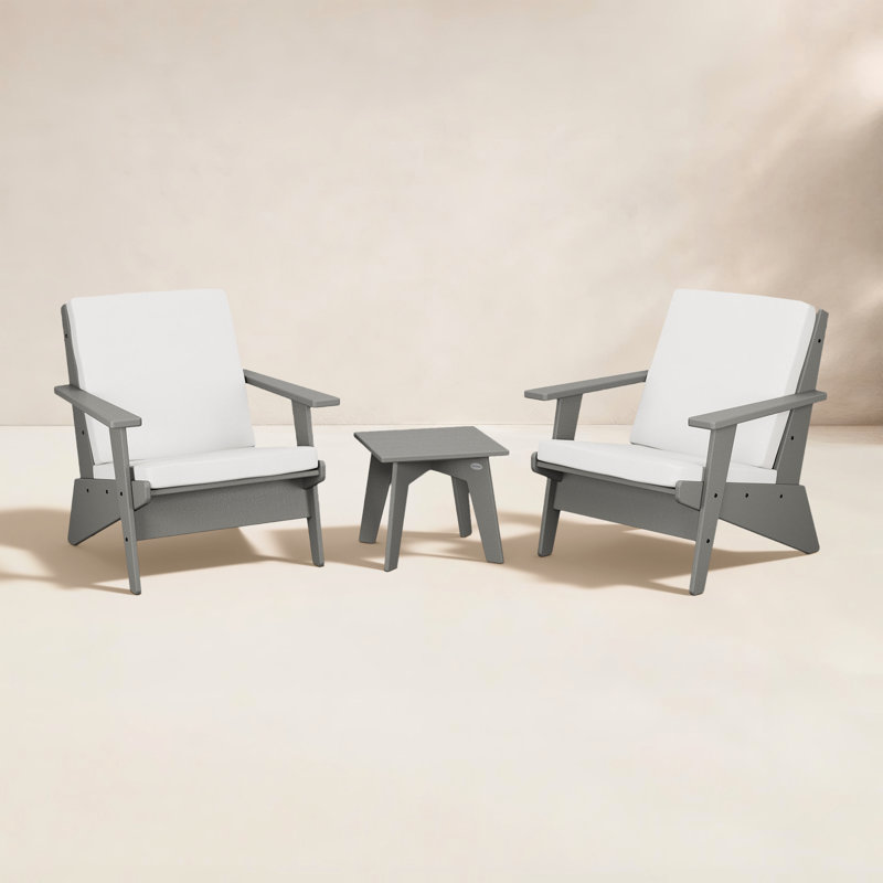 Riviera Modern Lounge 3-Piece Set, Natural Linen, Slate Grey