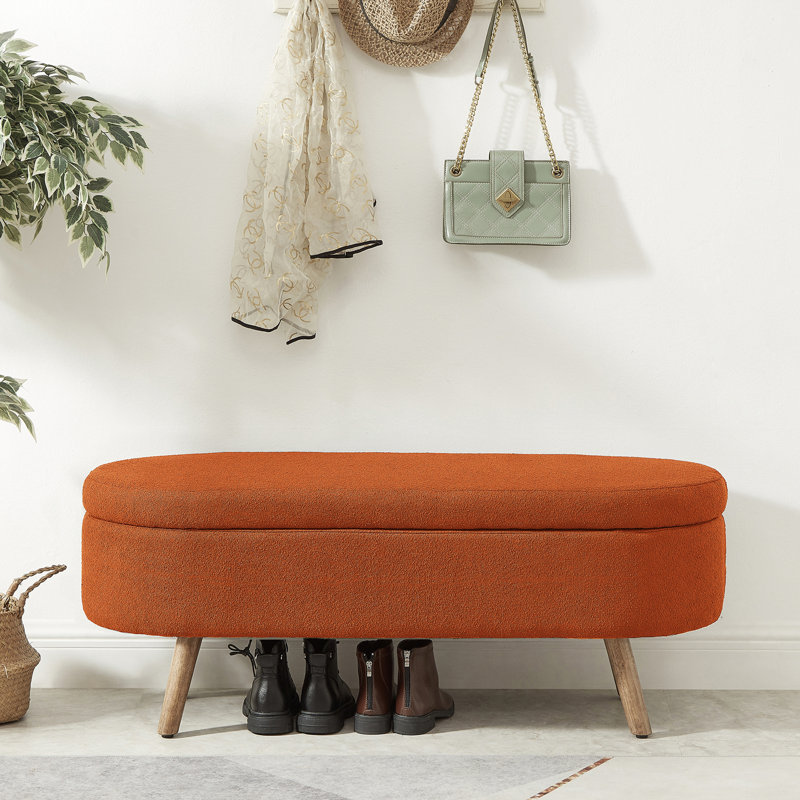 Banc de rangement avec repose-pieds ovale Boucle, Orange