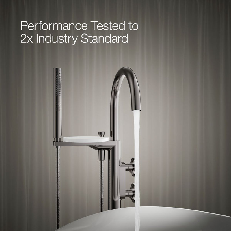 Components Floor-Mount Bath Filler Trim, Silver, Wheel Handle
