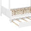 Lit superposé avec lit gigogne et escalier, lit superposé en bois massif avec tablettes de rangement, escalier et lumières DEL-460199397