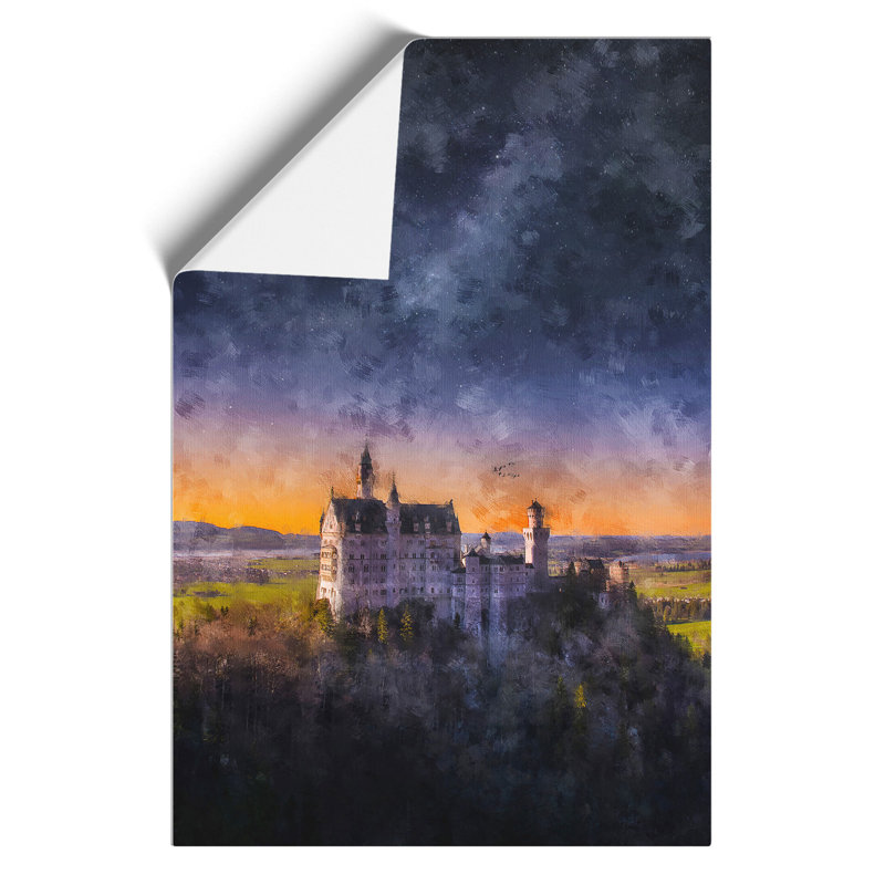 Neuschwanstein Castle at Dusk Painting - Frameless Print, 59cm H x 42cm W x 0.1cm D