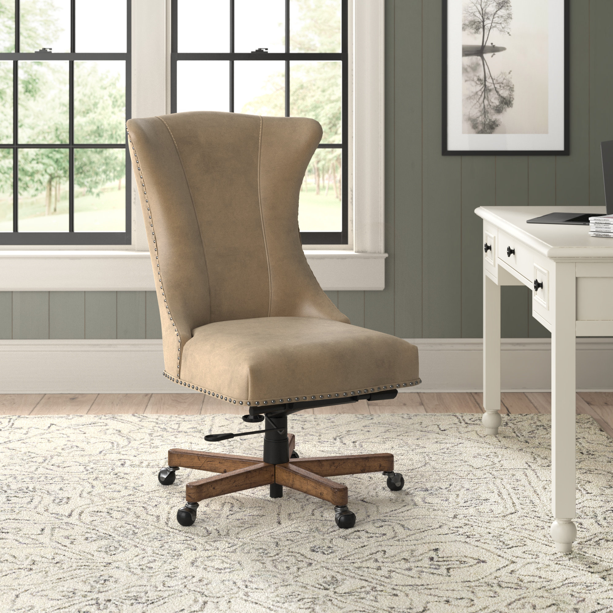 Lynn Swivel Office Chair, Begie