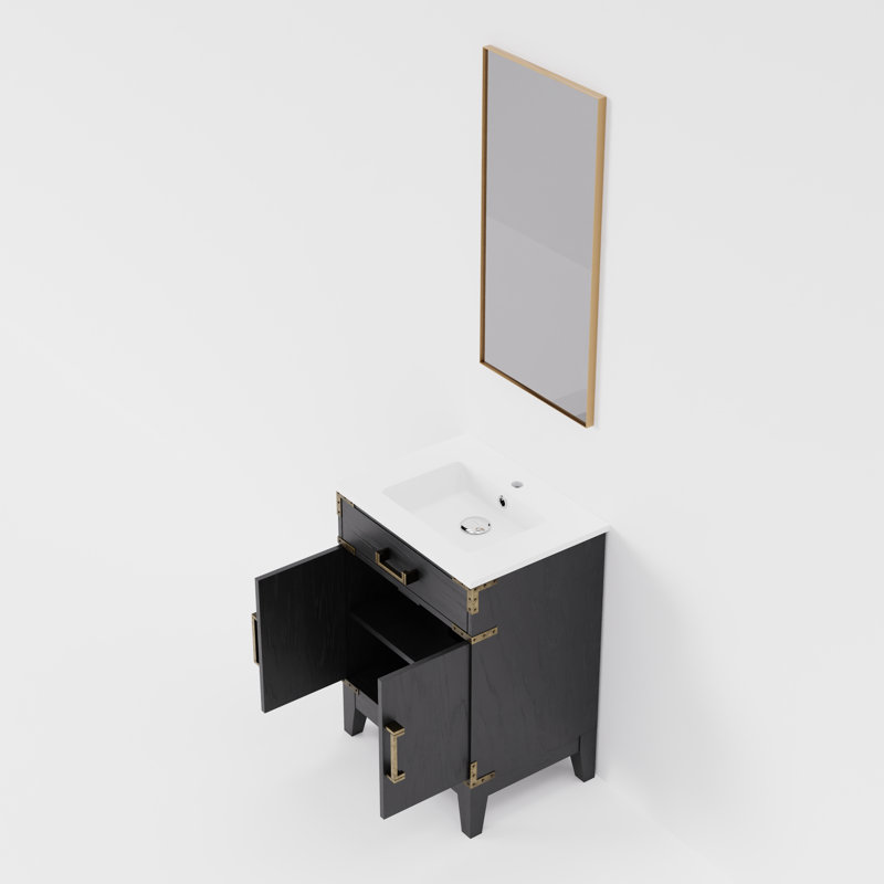 Laurel 24 in W x 18 in D Single Bath Vanity, Acrylic Top Mirror, Black Oak