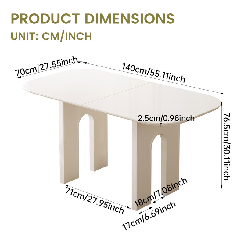 1.4 M Oval White Dining Table for 4-6, Minimalist and Versatile (Table Only)