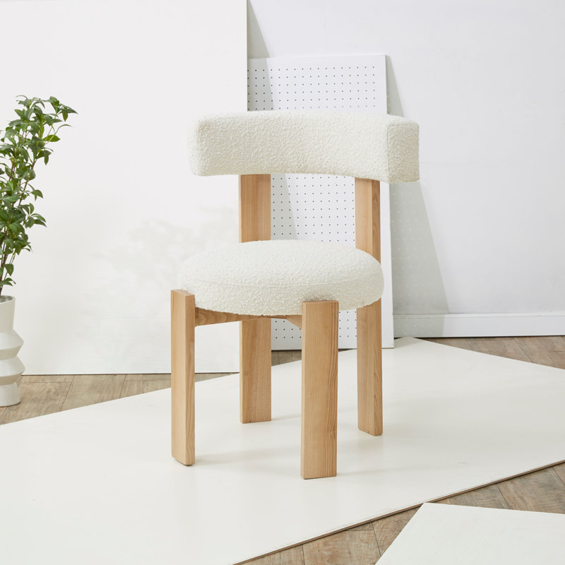 Eugenia 19.5'' H Leather Upholstered Pine Armchair, Ivory/Natural