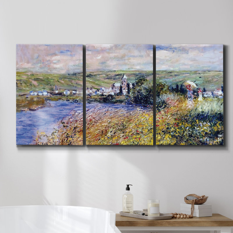 Treeline Panorama sur toile, reproduction de 3 pièces, H 60 po x l 120 po x P 2 po