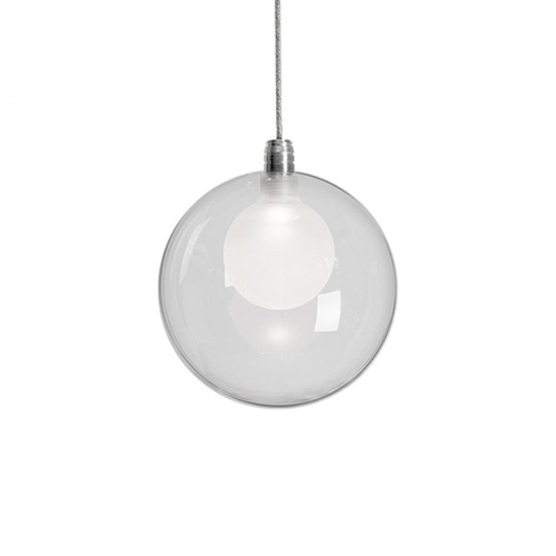 Chrome LED Single Pendant with Clear and Frosted Glass