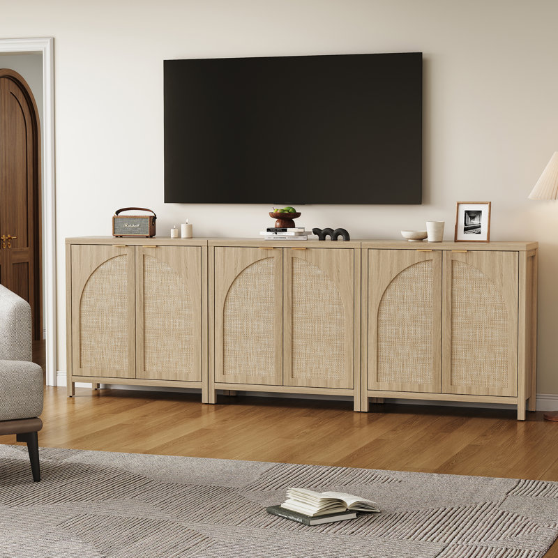 Boho - Rattan Sideboard With Adjustable Shelves, Light Oak