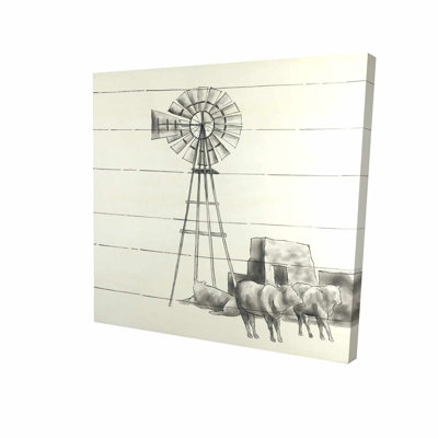 « rétro old texas eolienne », reproduction de peinture à l’huile sur toile tendue