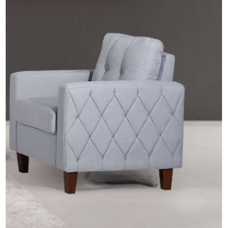 Linen upholstered square arm chair, Polyester gris clair