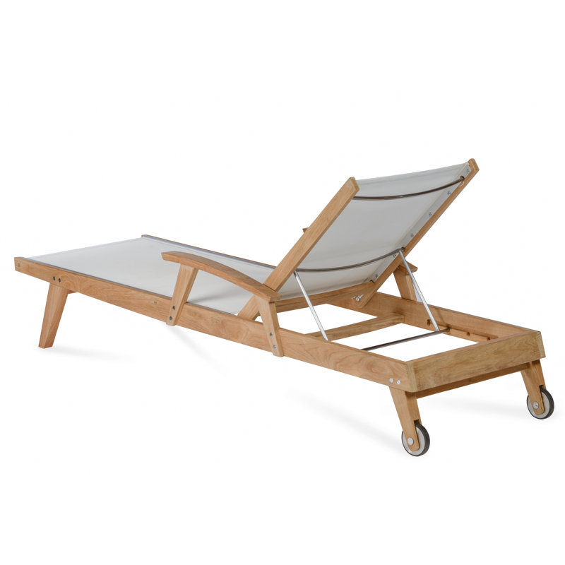 Barbados Outdoor Teak Wood Chaise Lounge, White