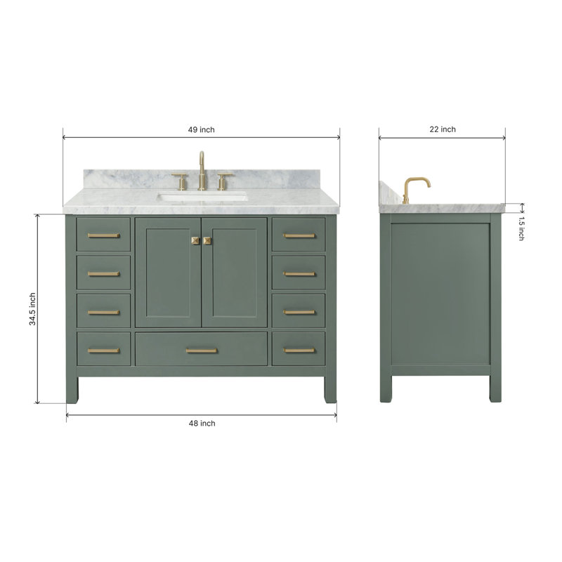 Grevera 49" Single Bathroom Vanity Set, Vintage Green, Rectangular