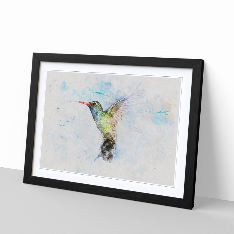 Hummingbird Paint Smudge - Framed Print, 36cm H x 48cm W x 2cm D, Black Framed