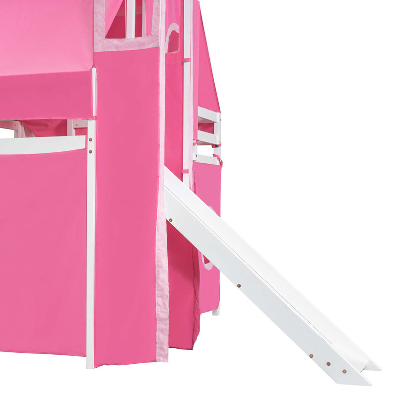 Lit mezzanine avec tente et tour, Lit double, Pink