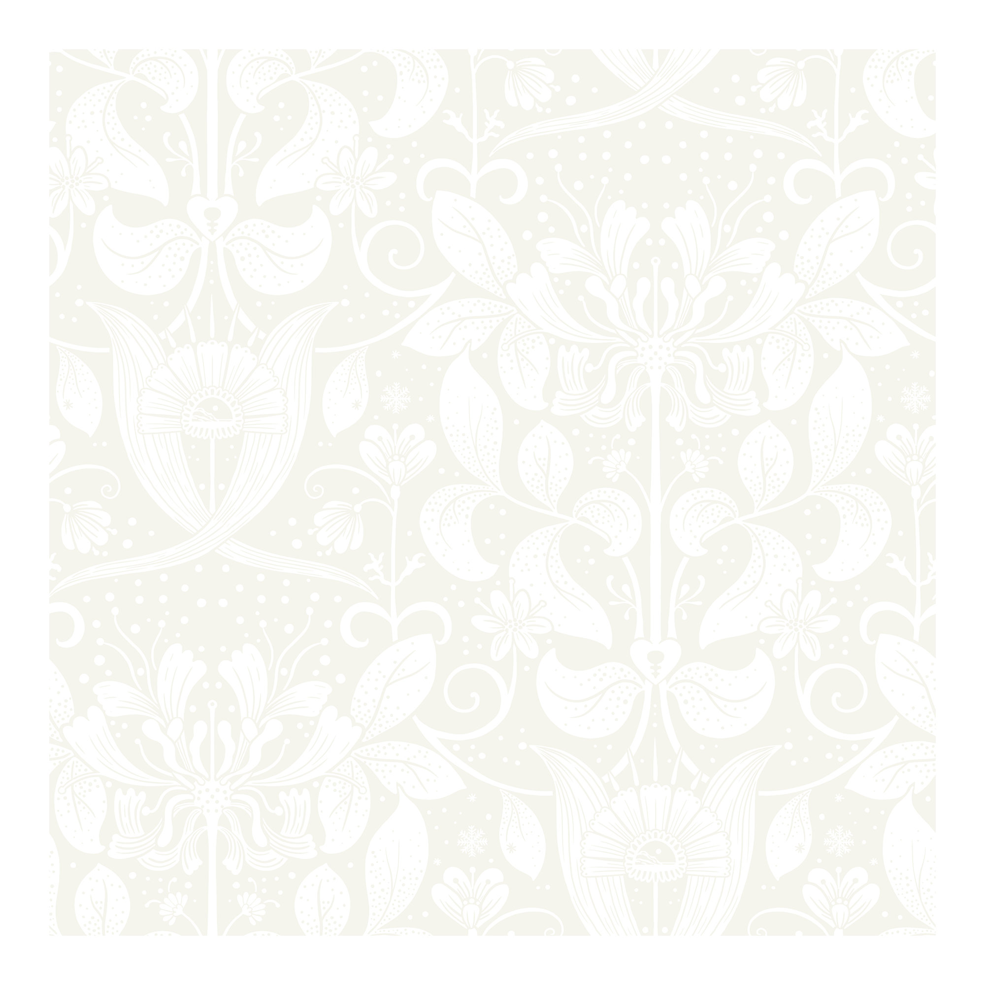 Leavy Floral Wallpaper, Bone