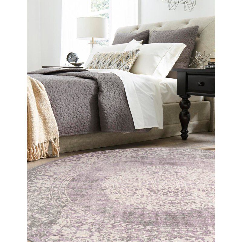 Tapis oriental Malynn, Rond 6 pi, Mauve / beige