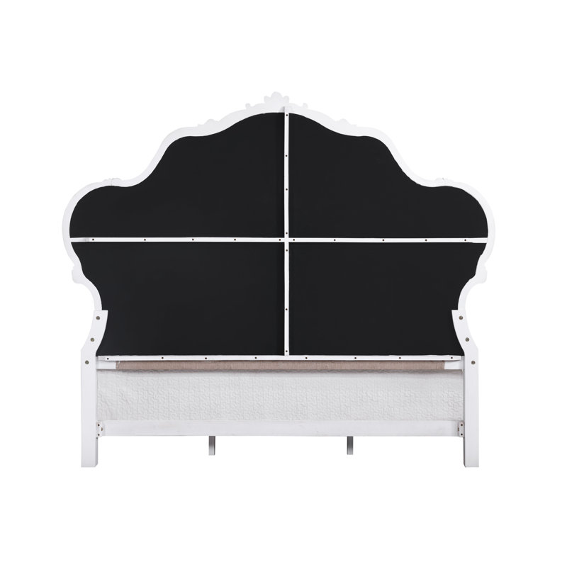 Lit en tissu Latisha et finition blanche, Grand lit