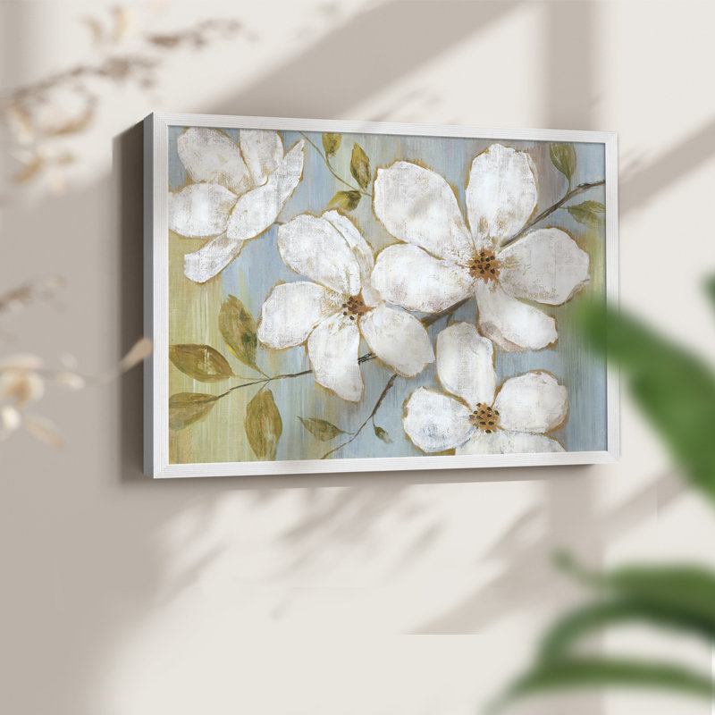 White Blossoms -Framed Print - Restickable, 11" H x 14" W, White