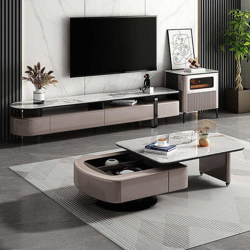 Modern minimalist coffee table TV cabinet set