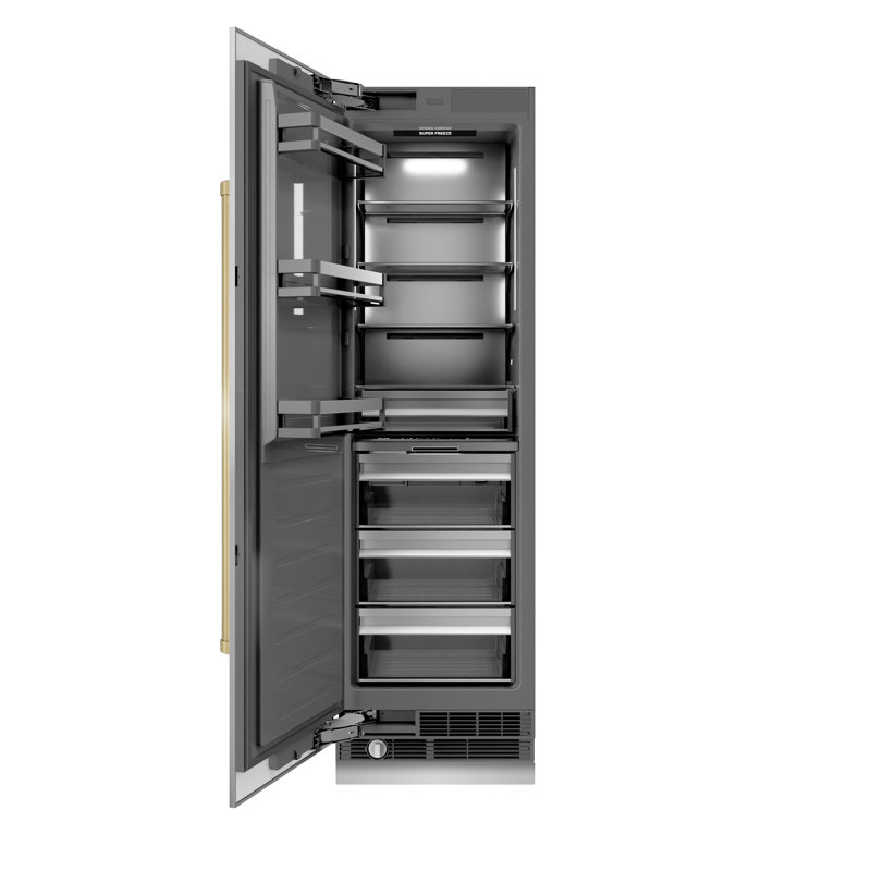 ZLINE Autograph 24 in. Black Stainless Column Freezer with Graphite Gray Interior & Bronze Accents, Stainless Steel
