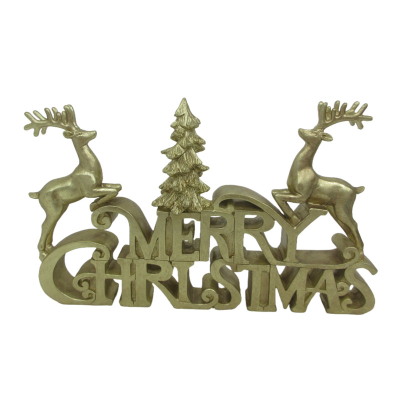 Resin Gold Metallic Merry Christmas Ornament