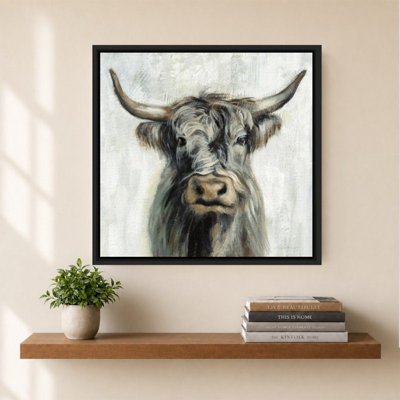 Vache Highland, H 40 po x l 40 po, Noir
