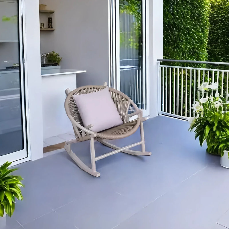 Chaise berçante simple de style décontracté, Gris / abricot