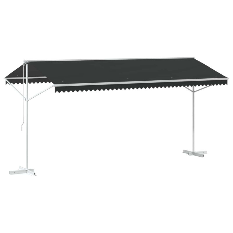VidaXL 300cm D Polyester Cover Retractable Freestanding Awning, 267cm H x 500cm W x 300cm D, Anthracite/White