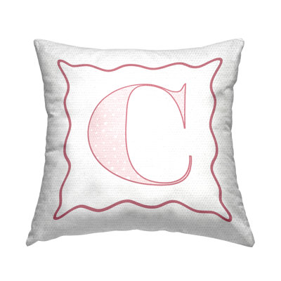 Polka Dot Pink Letter Outdoor Throw Pillow