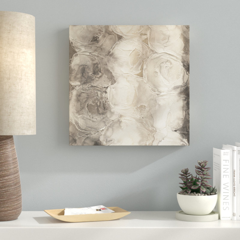 Gray and Beige Abstract Circles Canvas Art 24'' x 24''