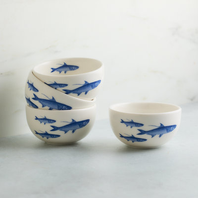 School Of Fish Handmade Porcelain Dessert Bowl