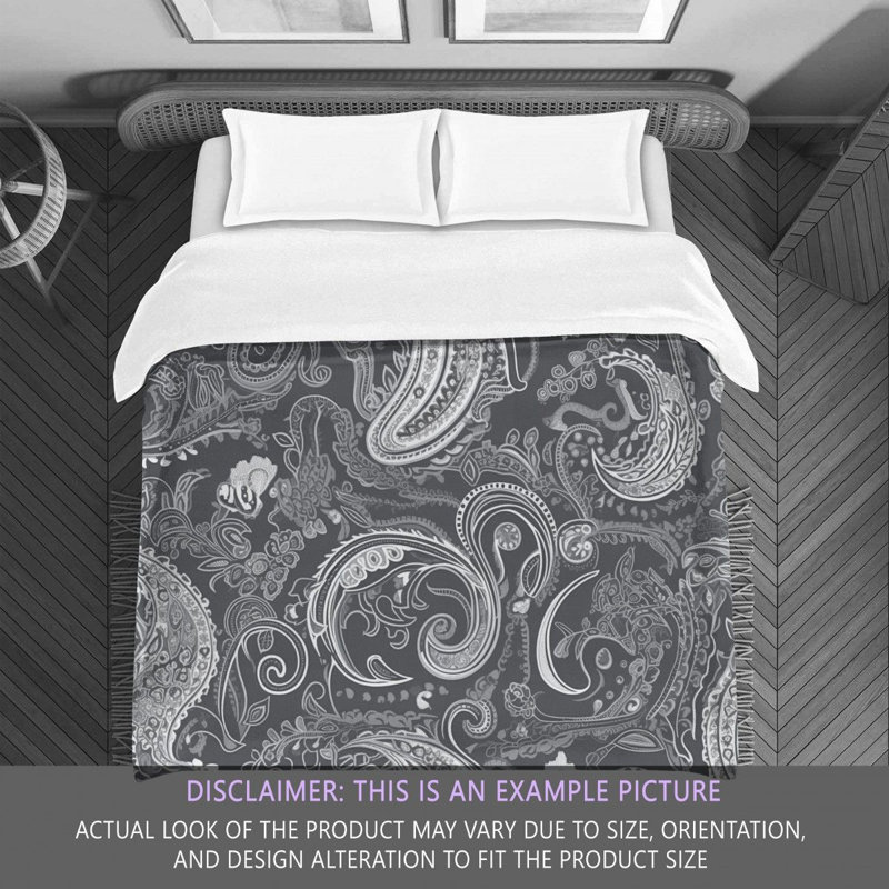 Paisley Gray/Silver Microfiber Comforter, Queen Comforter