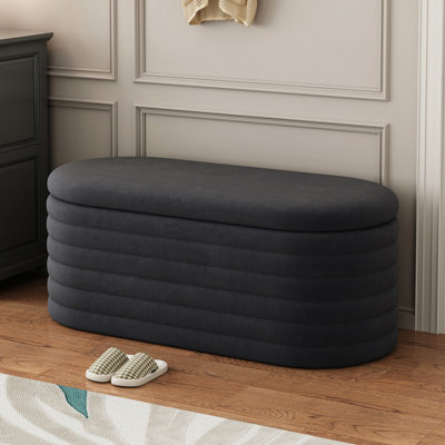 Banc de rangement en chenille avec repose-pieds et banc de rangement rembourré en tissu avec charnière de sécurité pour chambre à coucher, salon, vestibule, garde-robe, 40 po